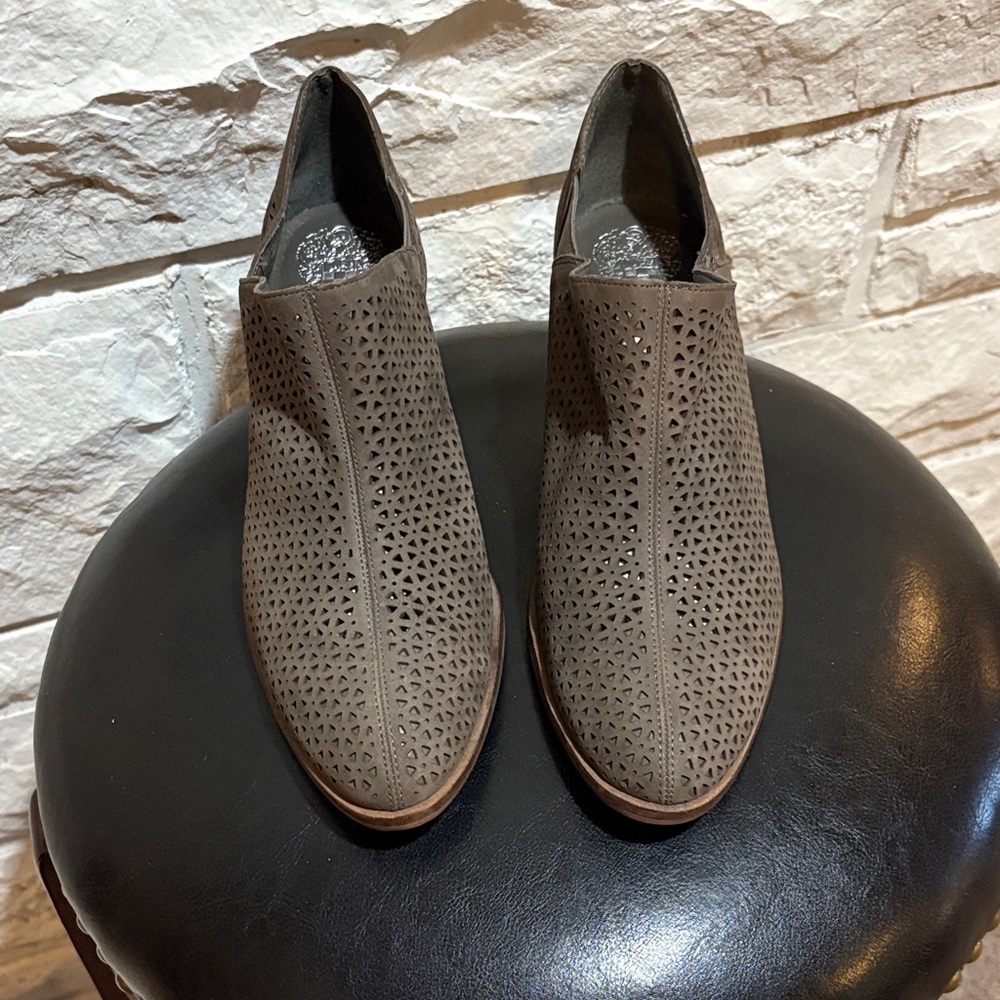 Vince Camuto Gray Perforated Ankle Booties